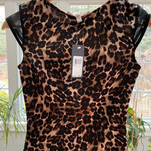 GUESS Animal Print Mesh Top - Picture 2 of 4